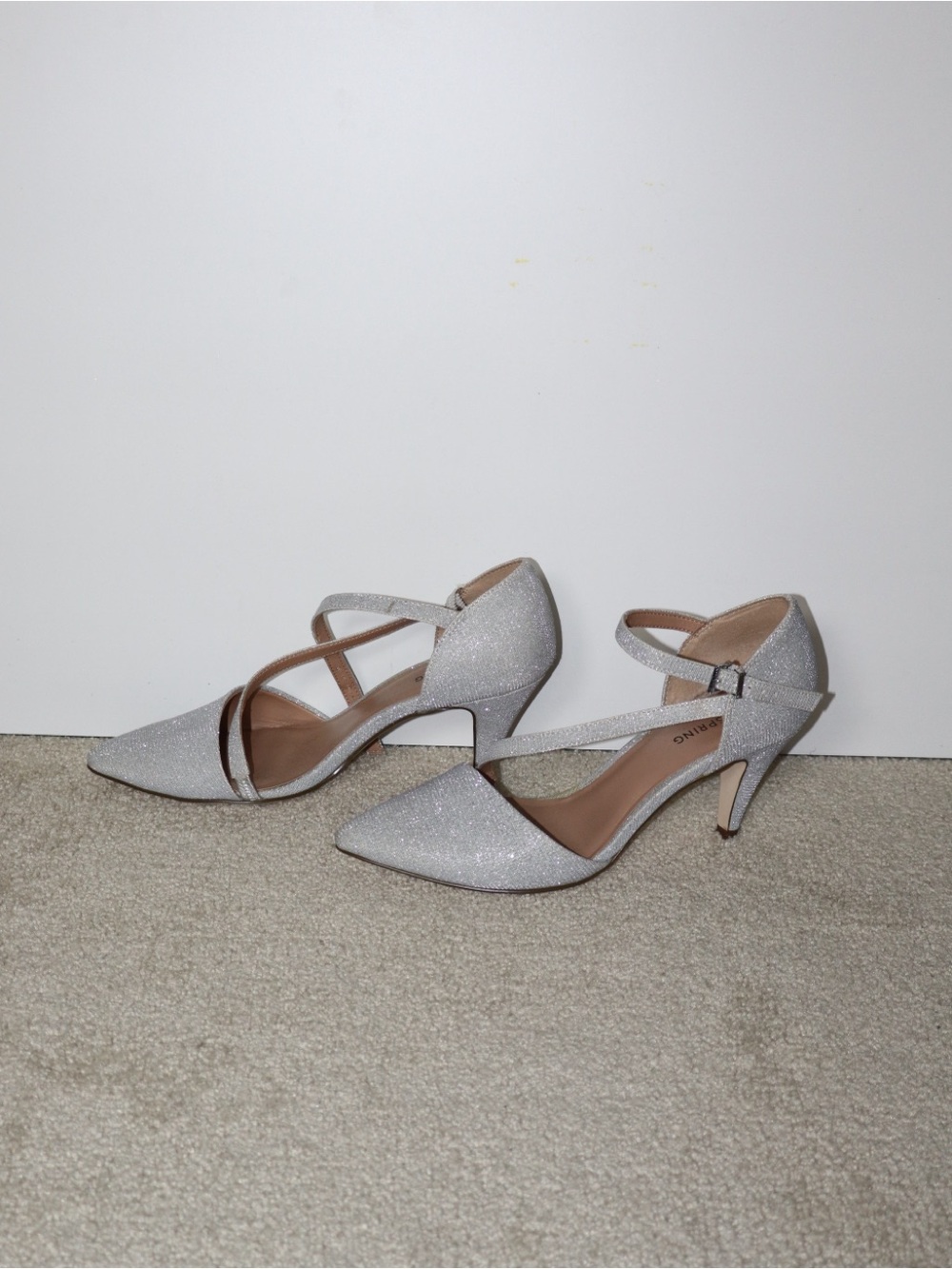 Call It Spring Sliver Sparkle Pointed-Toe Ankle-Strap Heels